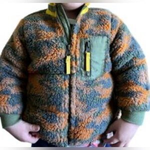 SEVEN FOR ALL MANKIND Boys 18 Months Deep Pile Fleece Full ZIP Camo Jacket